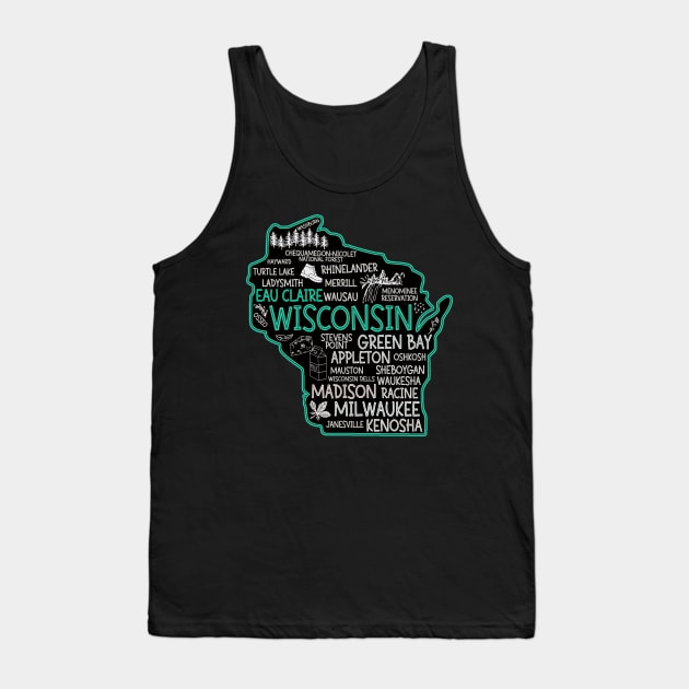 Eau Claire Wisconsin cute Milwaukee, Osseo, Green Bay, Kenosha, Racine, Appleton, Waukesha, Eau Claire, Oshkosh, Janesville Tank Top by BoogieCreates